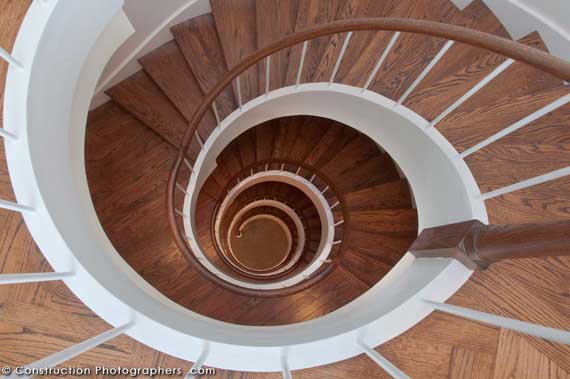 A five story spiral staircase is at the center of a mansion on Telegraph Hill in San Francisco.