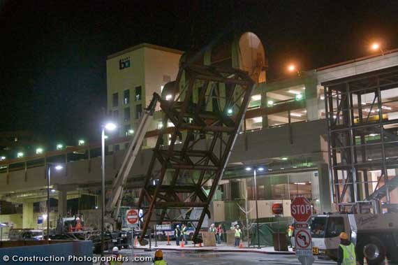 It was a frozen winter night as a huge steel stairway was delivered and lifted into place at a Bay Area BART station.